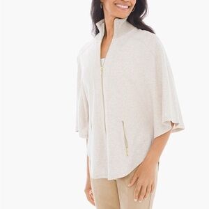 Chico’s ZENERGY Tinah Poncho Jacket in oatmeal size 2 Large cotton